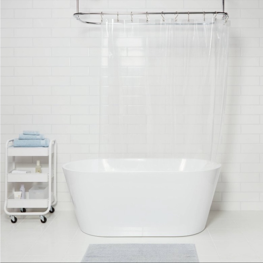 Woven Stripe Shower Curtain White - Threshold & Shower Liner New without Package - Picture 6 of 8